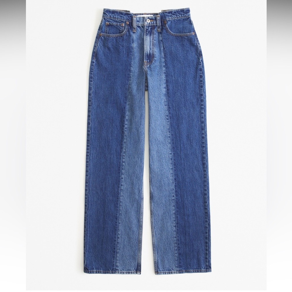 Abercrombie Curve Love High Rise Loose Jean in Dark Two Tone